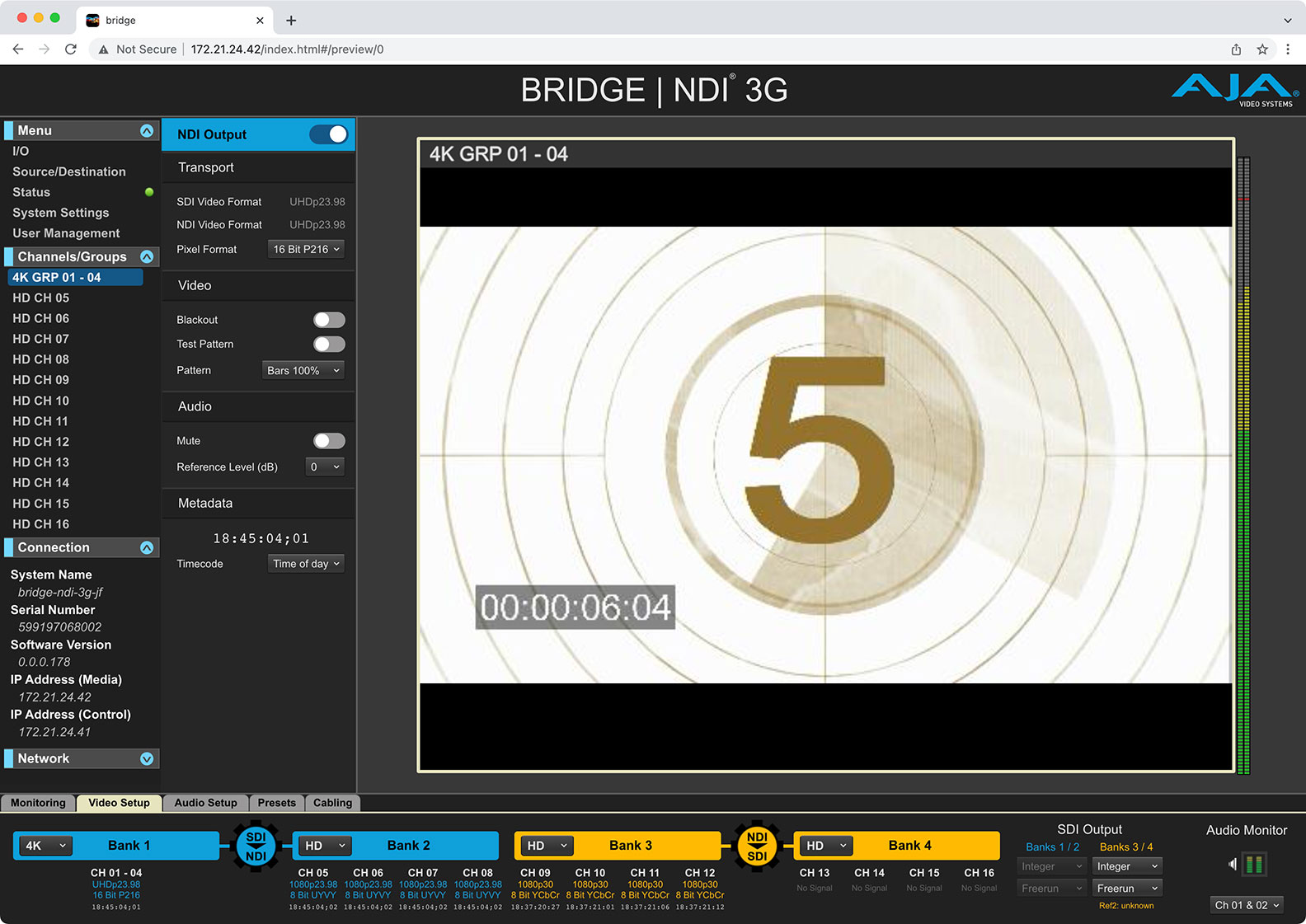 AJA BRIDGE NDI 3G Remote Or Local Control