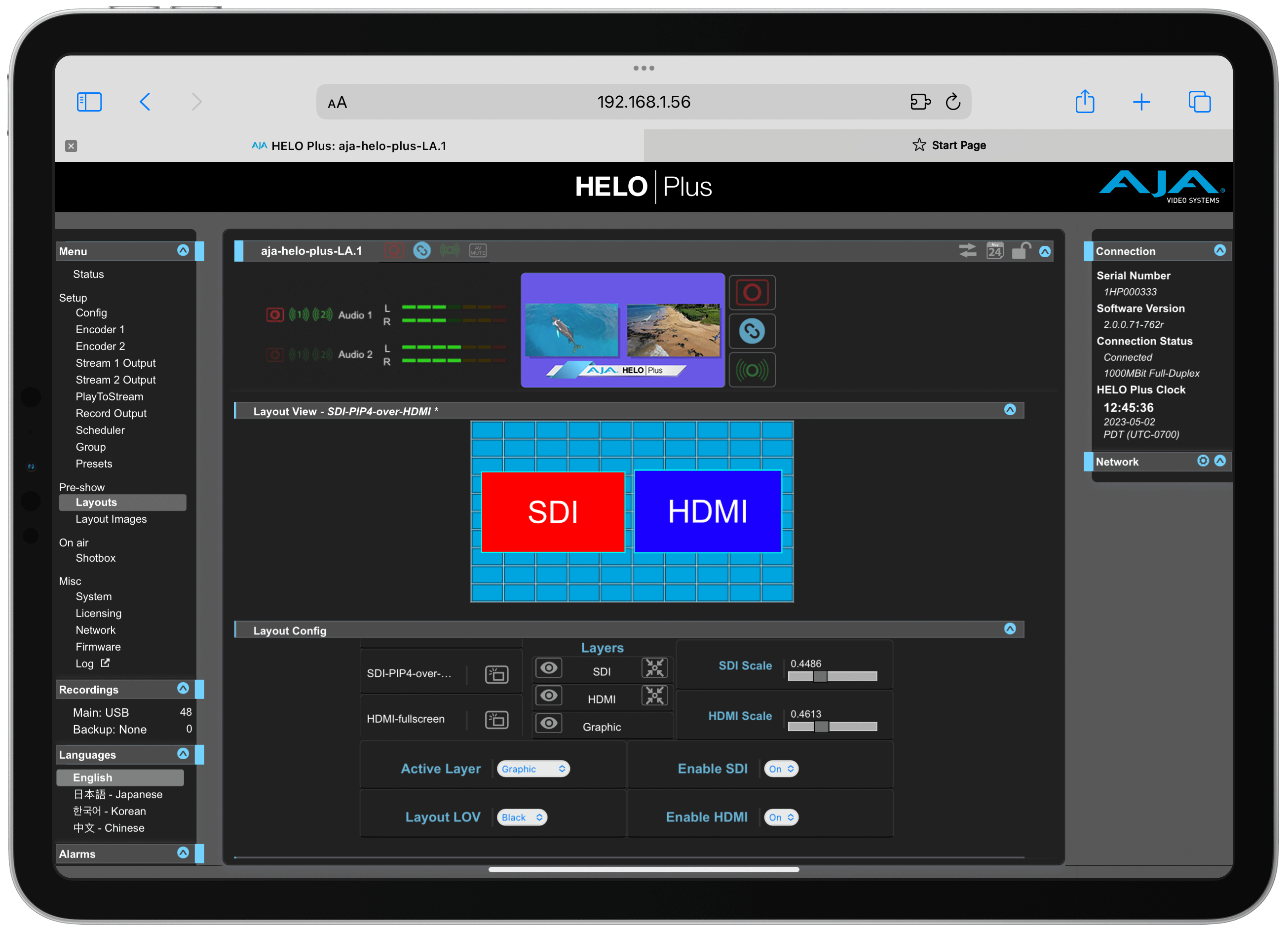 HELO Plus Advanced H.264 Streaming and Recording
