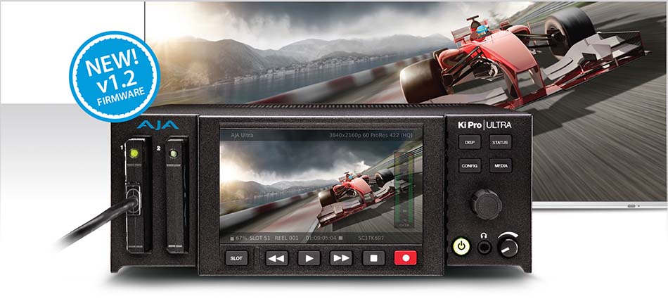 AJA Ki Pro Ultra v1.2 Update to Add ExFAT, 16-channel Audio, CC Support, 2SI;  Pak-Adapt-eSATA to Bring Third Party eSATA Media Compatibility