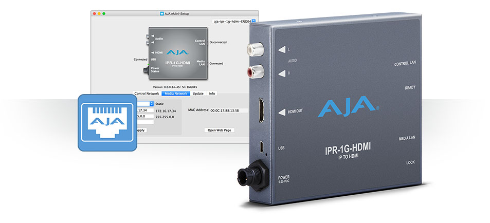 AJA Ships Video Over IP to HDMI Bridge